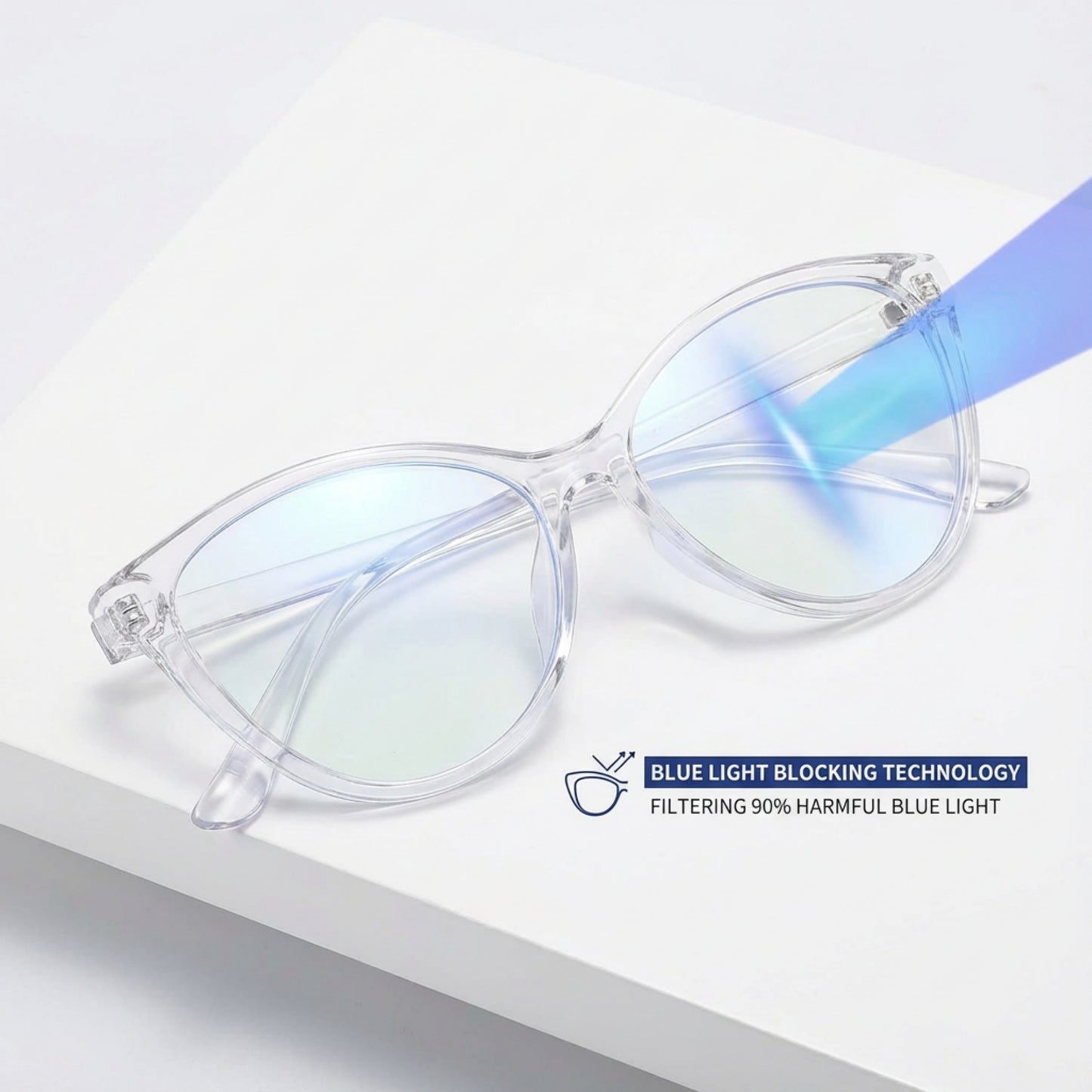 1 Pair Unisex White Cat Eye Frame Anti-Fatigue Digital Eye Glasses – High-Definition Light Clarity, Perfect for Long Daily Screen Sessions & Digital Eye Care