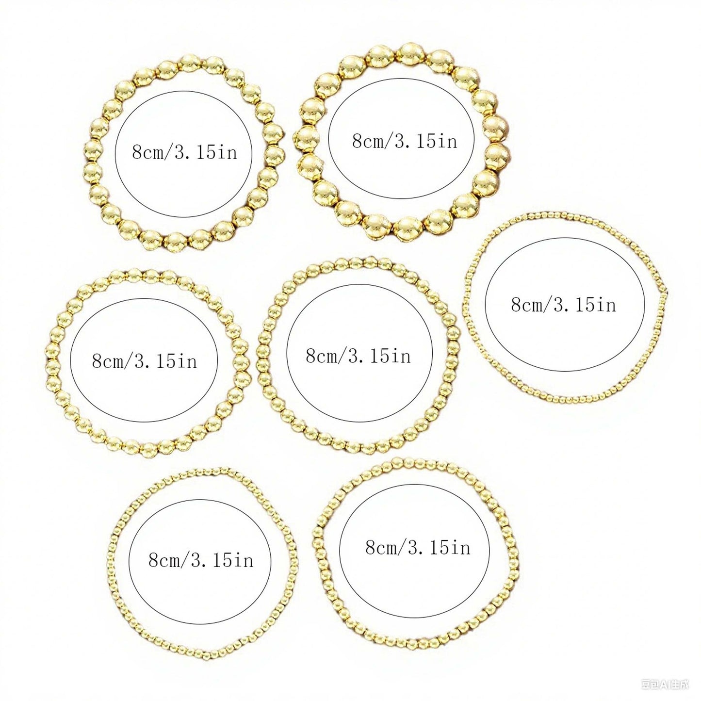 7-Piece Stackable Multifunctional Gold Bead Bracelets – Bohemian Beach Style Mix-and-Match Bead Chains, Versatile No-Outfit-Picking Design for Daily Wear, Beach Vacations & Party Gatherings