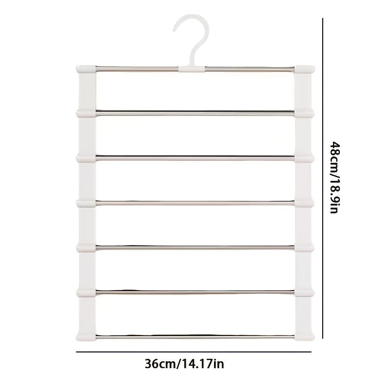 Multi-layer stainless steel trouser rack, a space-saving wardrobe organizing essential, suitable for storing pants, jeans, scarves and other clothing items