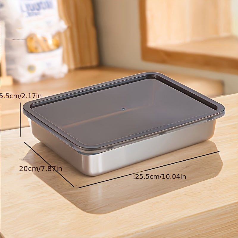 Buy 2 Get 1 Free: 3-Piece Stainless Steel Food Storage Containers – Durable Reusable Baking Trays with Free Lids, Must-Have Kitchen Tools for Picnics & Fridge Tidy-Up
