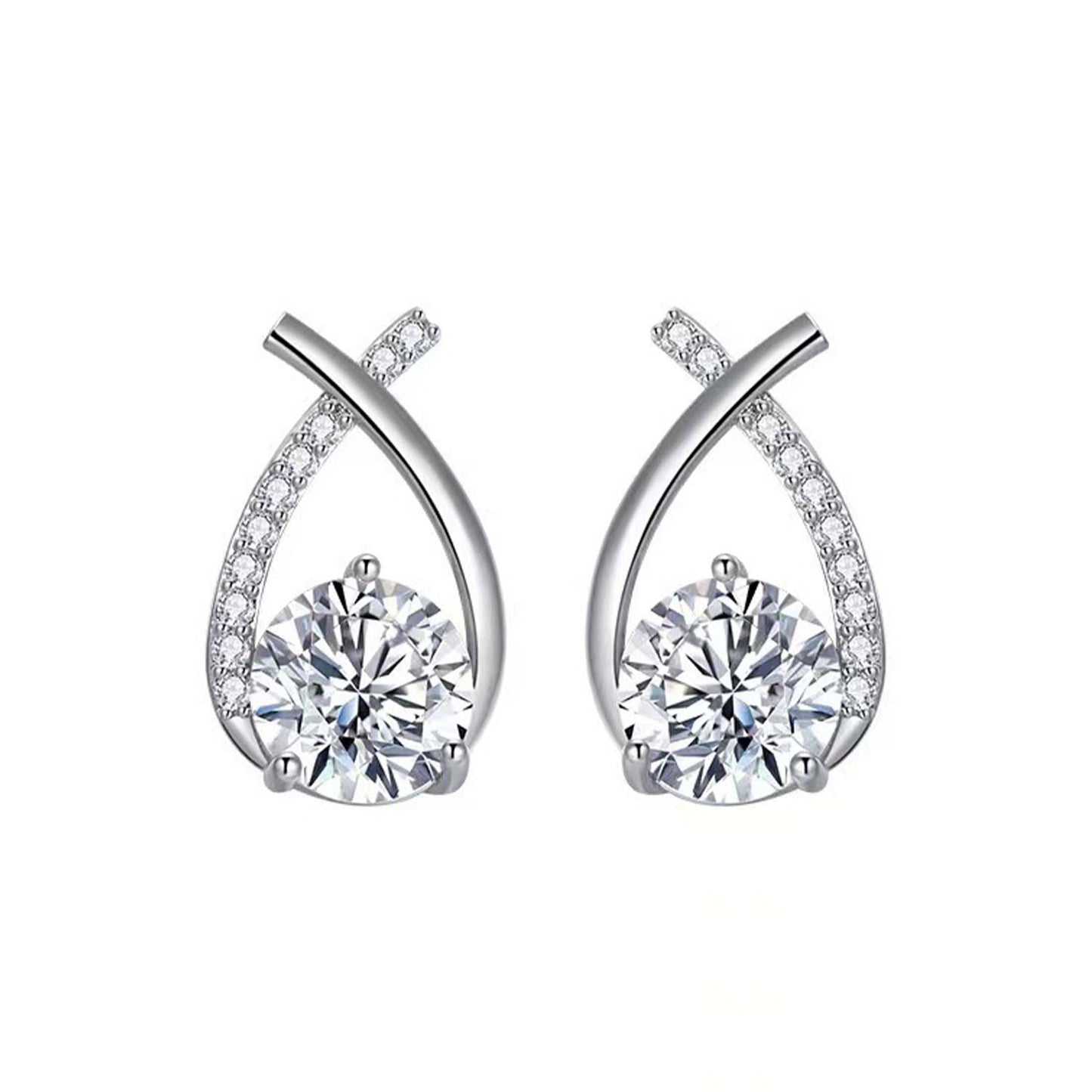 1 Pair Fashionable & Elegant Earrings – Sparkling Cubic Zirconia Inlaid, Cute & Stylish Design Perfect for Daily Wear, Travel & Celebrations, Ideal Party & Valentine's Day Gifts