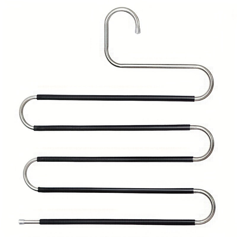 1pc Space-Saving Multi-Layer Pants Hanger - Polished Stainless Steel Construction with Non-Slip S-Shaped Clips for Efficient Closet Organization and Towel Storage, Suitable for Home and Retail Application, Durable Clothing Hanger
