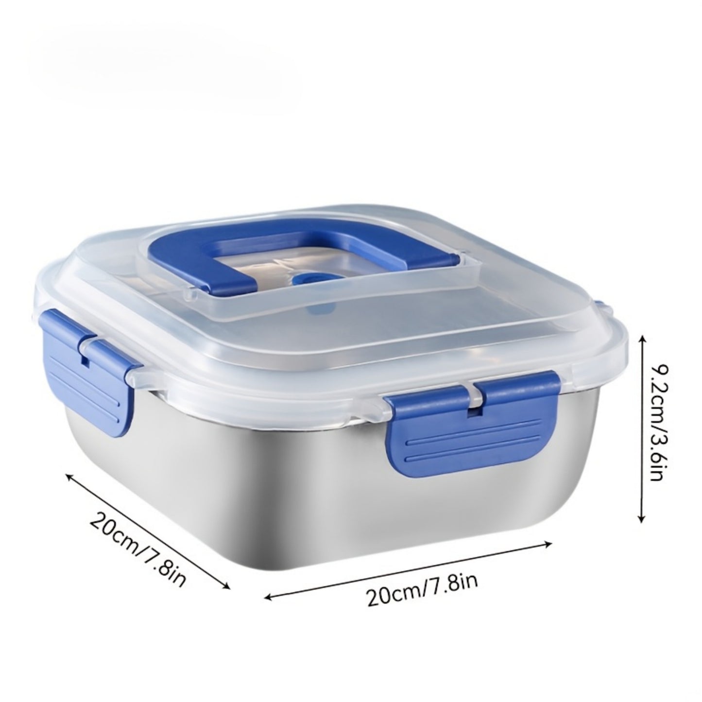 4-Piece Stainless Steel Food Storage Containers with Blue Handles, Leak-Proof and Airtight, Reusable Lunch Containers, Dishwasher Oven Freezer Microwave Safe, Perfect for Kitchen