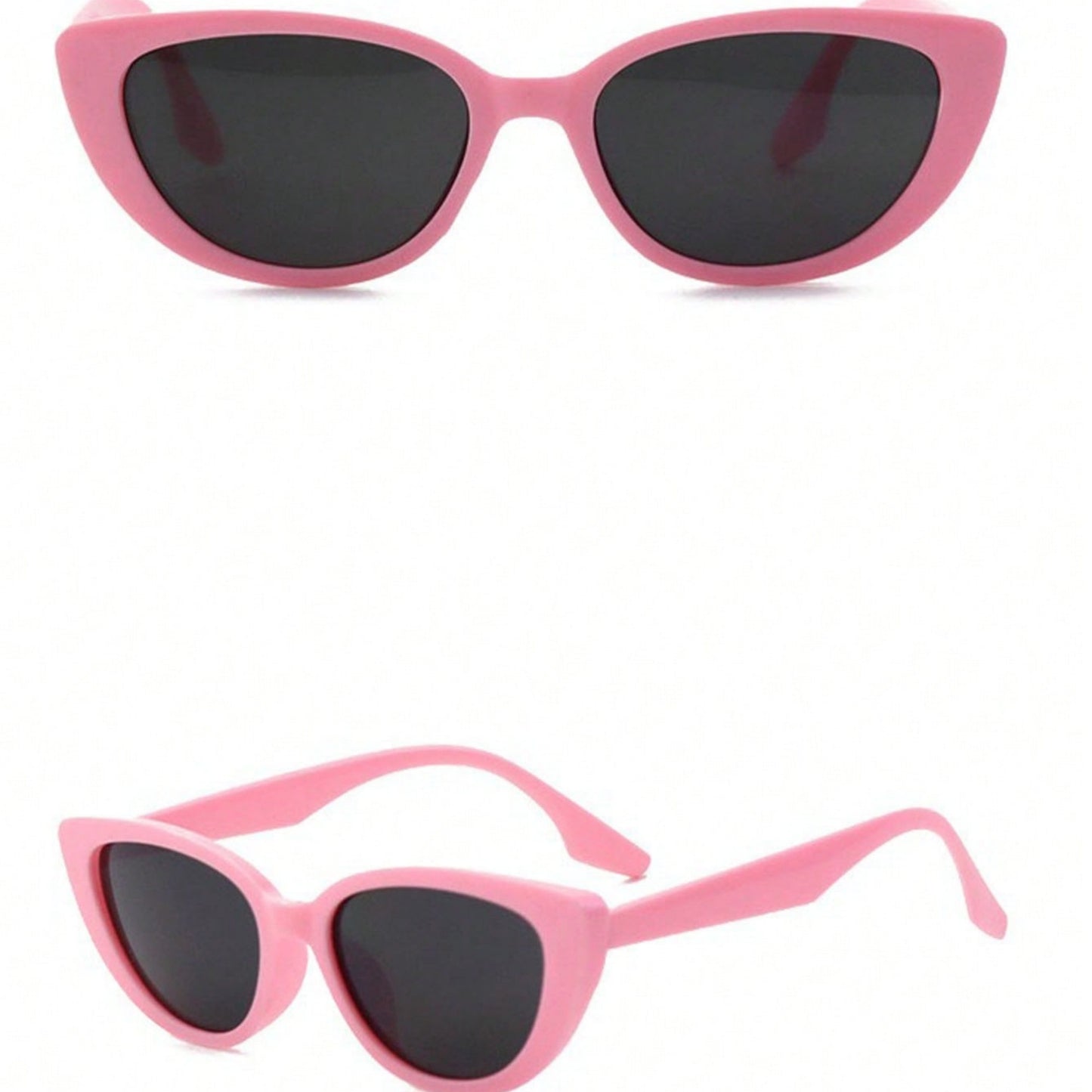 1 Pair UV Protection Luxury Elegant Women’s Sunglasses – Narrow Cat Eye Pink Plastic Frame with Bold Black Lenses, Retro Versatile Face-Slimming Sun Protection Accessory for Daily & Special Occasions