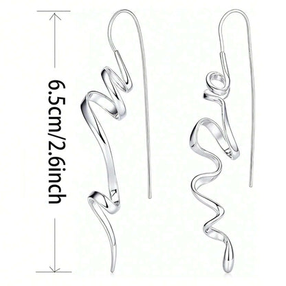 1 Pair Women’s Vintage Abstract Earrings – Floating Accents & Curved Details, Artistic Retro Jewelry Ideal for Brunch Dates & Weekend Getaways