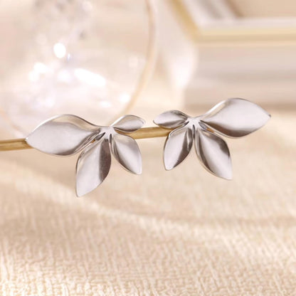 1 Pair High-End Lustrous Floral Leaf Earrings – Euro-American Niche Minimalist Chic Style, Stunning Jewelry for Parties, Anniversaries, Christmas & Halloween, Ideal Gift for Girlfriend, Best Friend & Family