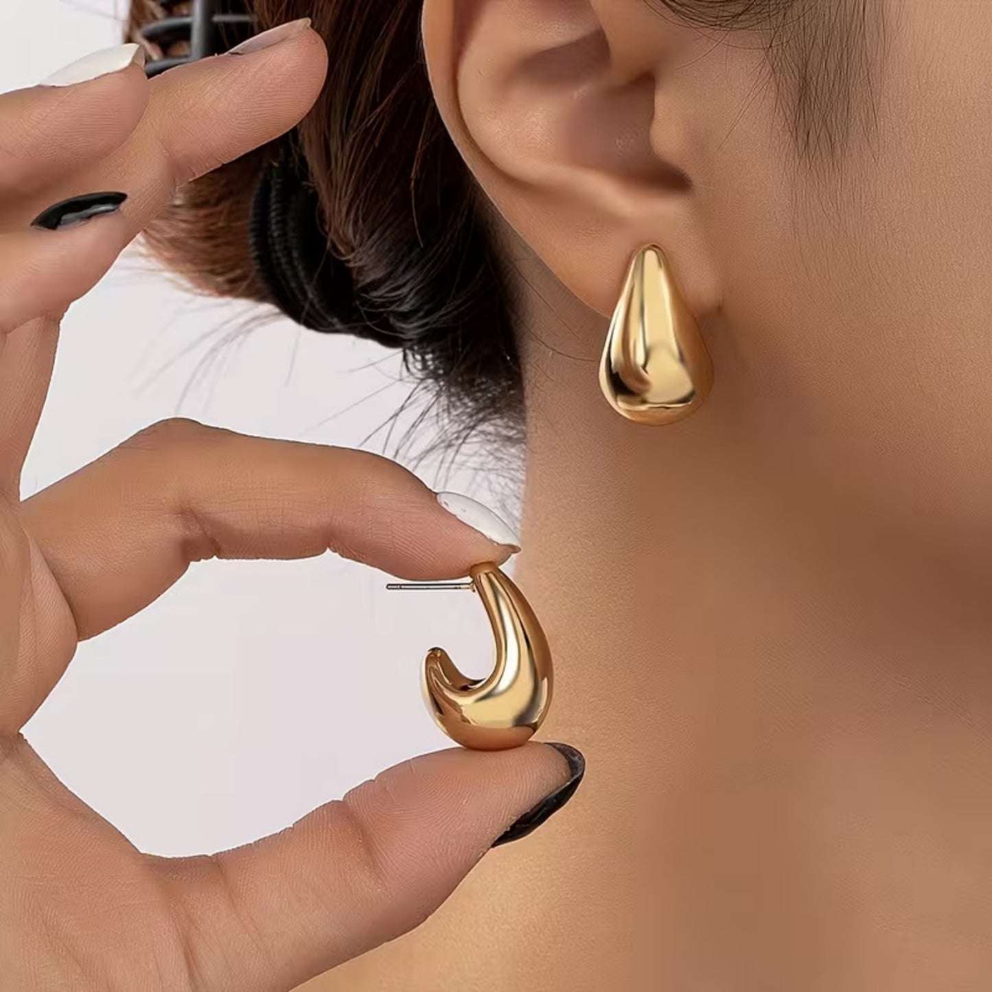 1 Pair C-Shaped Elegant Drop Earrings – Glamorous Minimalist & Sexy Silhouette, Dainty Teardrop Detail, Perfect Valentine’s Day Jewelry for Women’s Daily Accessorizing