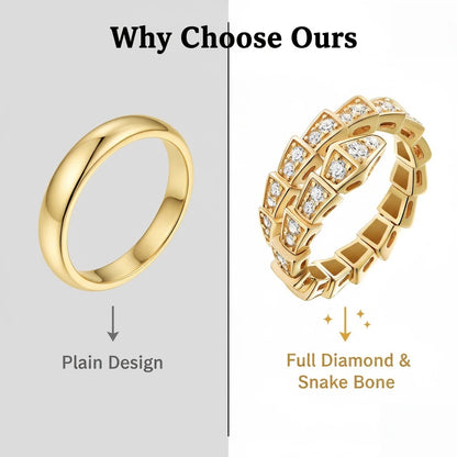 1 PC Gold Avant-Garde Snake-Shaped Open Ring – Copper & Zirconia Inlaid Punk Hip-Hop Jewelry, Premium Craftsmanship for Daily Edgy Looks & Urban Street Style
