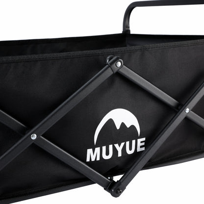 Heavy Duty Foldable Black Garden Utility Wagon Cart Holds Up to 680 LBS, Multi-Purpose Outdoor Trolley with All-Terrain Wheels & Side Storage Pockets, Ideal for Yard Work, Plant Hauling and Garden Supplies Transport