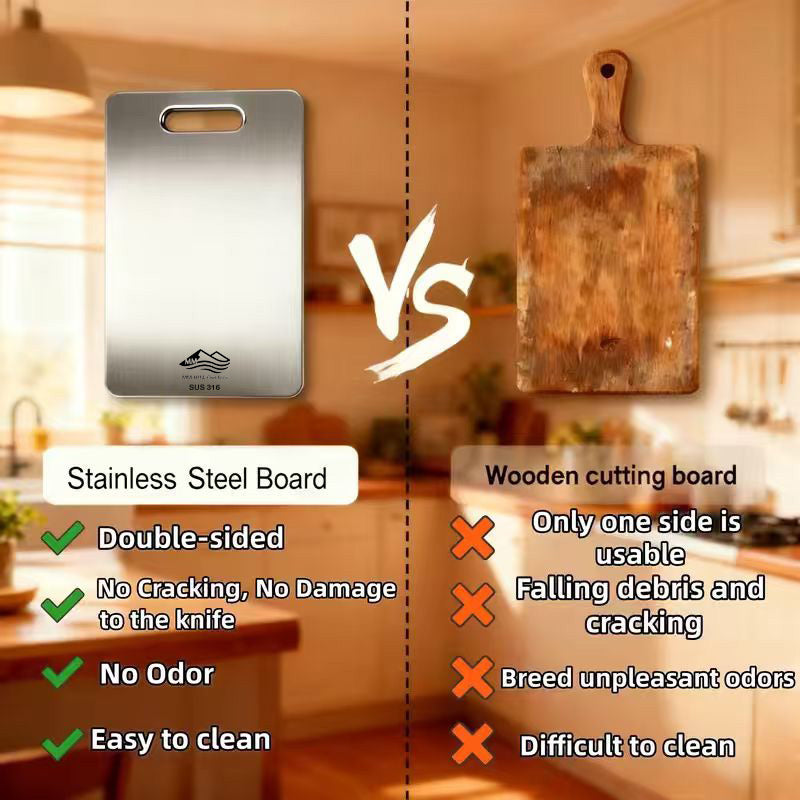 Double-Sided Non-Slip Stainless Steel Cutting Board – High-End, Easy to Clean & Corrosion-Resistant, Essential Kitchen Accessory for Home, Restaurants & Outdoor Adventures