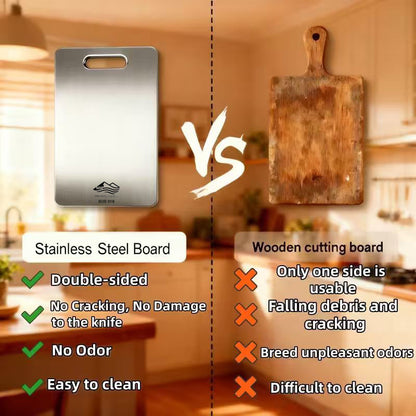 Double-Sided Non-Slip Stainless Steel Cutting Board – High-End, Easy to Clean & Corrosion-Resistant, Essential Kitchen Accessory for Home, Restaurants & Outdoor Adventures