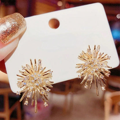 1 Pair Premium Luxury CZ Fireworks Stud Earrings – Sparkling Starry Night Inspired Design, Exquisite Craftsmanship & Timeless Classic Appeal, Versatile Jewelry Perfect for Daily Wear & Special Occasions