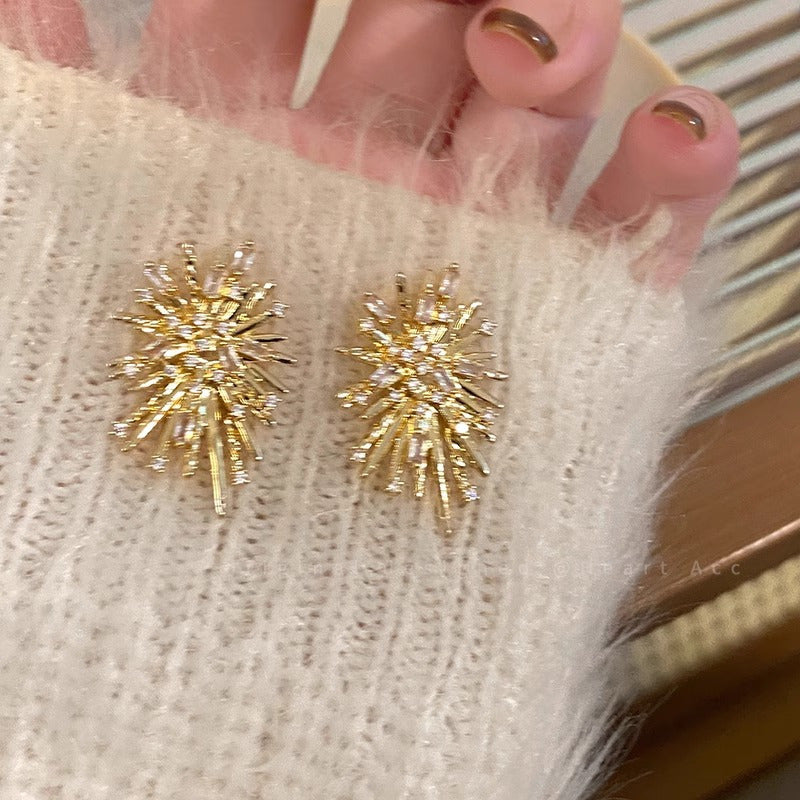 1 Pair Premium Luxury CZ Fireworks Stud Earrings – Sparkling Starry Night Inspired Design, Exquisite Craftsmanship & Timeless Classic Appeal, Versatile Jewelry Perfect for Daily Wear & Special Occasions