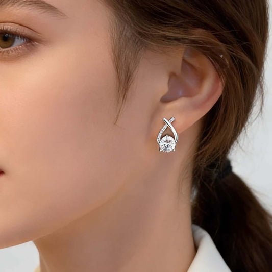 1 Pair Fashionable & Elegant Earrings – Sparkling Cubic Zirconia Inlaid, Cute & Stylish Design Perfect for Daily Wear, Travel & Celebrations, Ideal Party & Valentine's Day Gifts