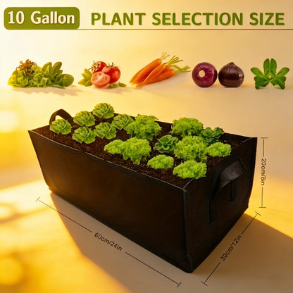 Thickened Breathable Woven Plant Grow Bags / Tool-Free Assembly Raised Garden Beds, specially designed for vegetables, flowers and herbs. Featuring water-permeable and air-permeable properties to boost healthy root growth, they are portable and folda