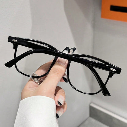 1 Pair Non-Prescription Black Framed Flat Lens Glasses – Versatile Professional & Bohemian Style Eyewear, Perfect for Office Days, Party Outings, Summer Beach Trips & Thoughtful Travel Gifts
