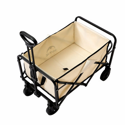 Multi-Purpose Foldable Utility Garden Cart with 5 Inch Rubber Wheels, Adjustable Pull Handle, Collapsible Transport Wagon for Shopping, Beach Trips and Outdoor Camping