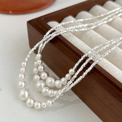 1 PC Handmade Freshwater Pearl Necklace – Exquisite Beaded Craftsmanship & Uniformly White Pearls, French Minimalist Luxury Jewelry Perfect for Daily Styling & Party Gatherings, Ideal Valentine’s Gift for Loved Ones