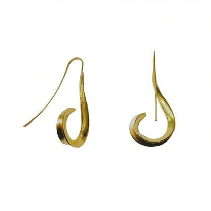 1 Pair Gold-Tone Retro Hook Earrings – Unique Irregular Design & Hypoallergenic, Bohemian-Chic Travel Souvenirs & Thoughtful Gifts for Women (Valentine’s Day, Holidays)