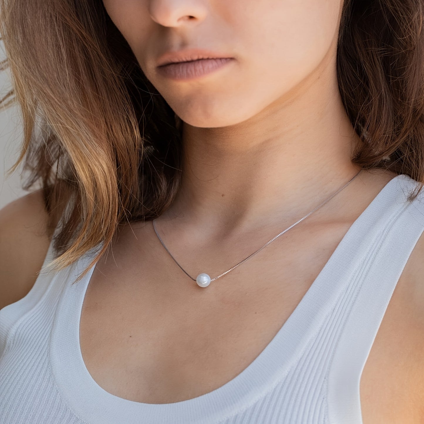 Exquisite-Clasp Pearl Beaded Necklace – Adjustable Length with Minimalist Pearl Pendant, Perfect Bridesmaid & Wedding Day Jewelry