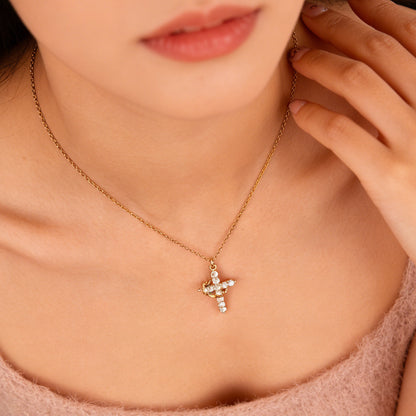 1 PC Copper Cross Pendant Necklace – Spinable Circular Element with Elegant Crown Design, Classic Faith-Based Accessory Ideal for Devout Wearers & Daily Styling