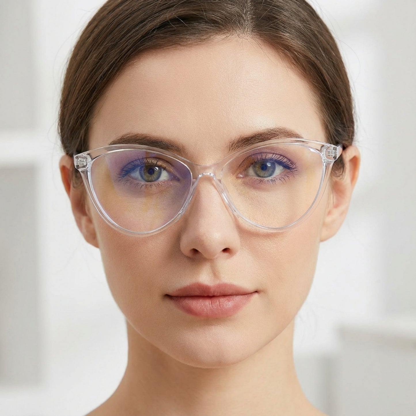 1 Pair Unisex White Cat Eye Frame Anti-Fatigue Digital Eye Glasses – High-Definition Light Clarity, Perfect for Long Daily Screen Sessions & Digital Eye Care