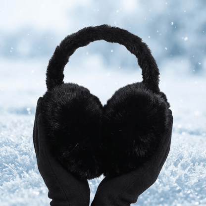 1pc Unisex Foldable Winter Ear Warmers - Black Ultra-Soft Windproof Earmuffs, Ideal for Skiing, Hiking, Cycling & All Cold-Weather Adventures