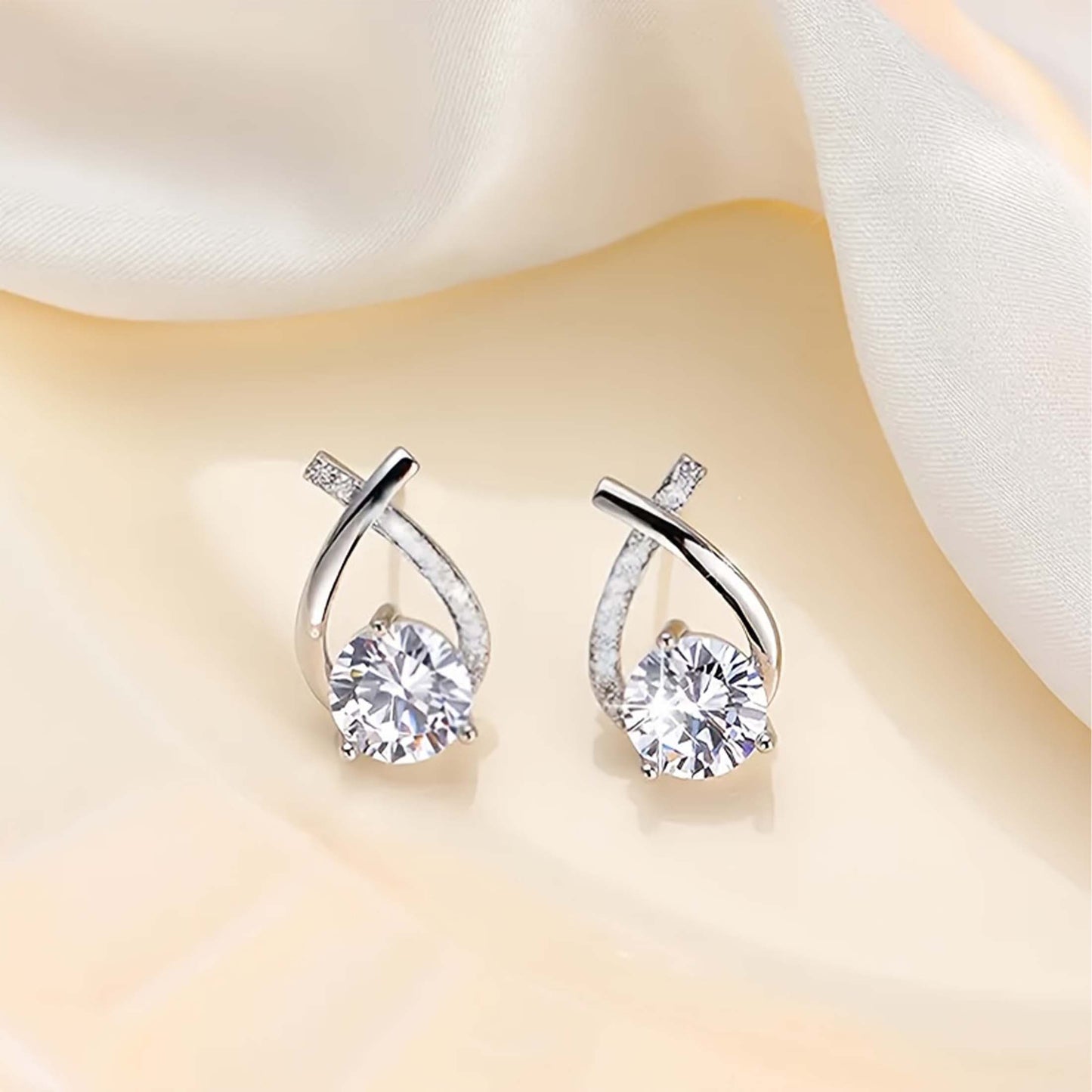 1 Pair Fashionable & Elegant Earrings – Sparkling Cubic Zirconia Inlaid, Cute & Stylish Design Perfect for Daily Wear, Travel & Celebrations, Ideal Party & Valentine's Day Gifts