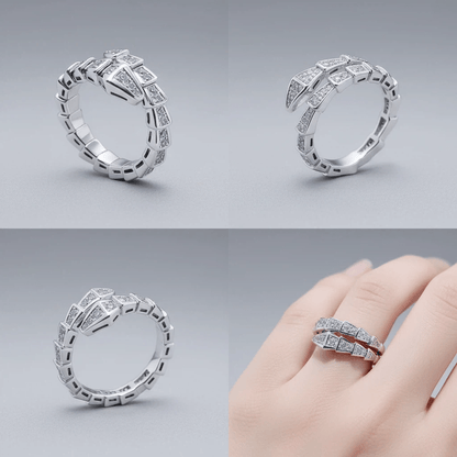 1pc Silver Snake-Shaped Open Ring - Punk Hip-Hop Style Copper Inlaid Cubic Zirconia Jewelry, Edgy Fashion Accessory for Daily Wear, Creative Couple Gift for Holidays & Urban Street Outfits