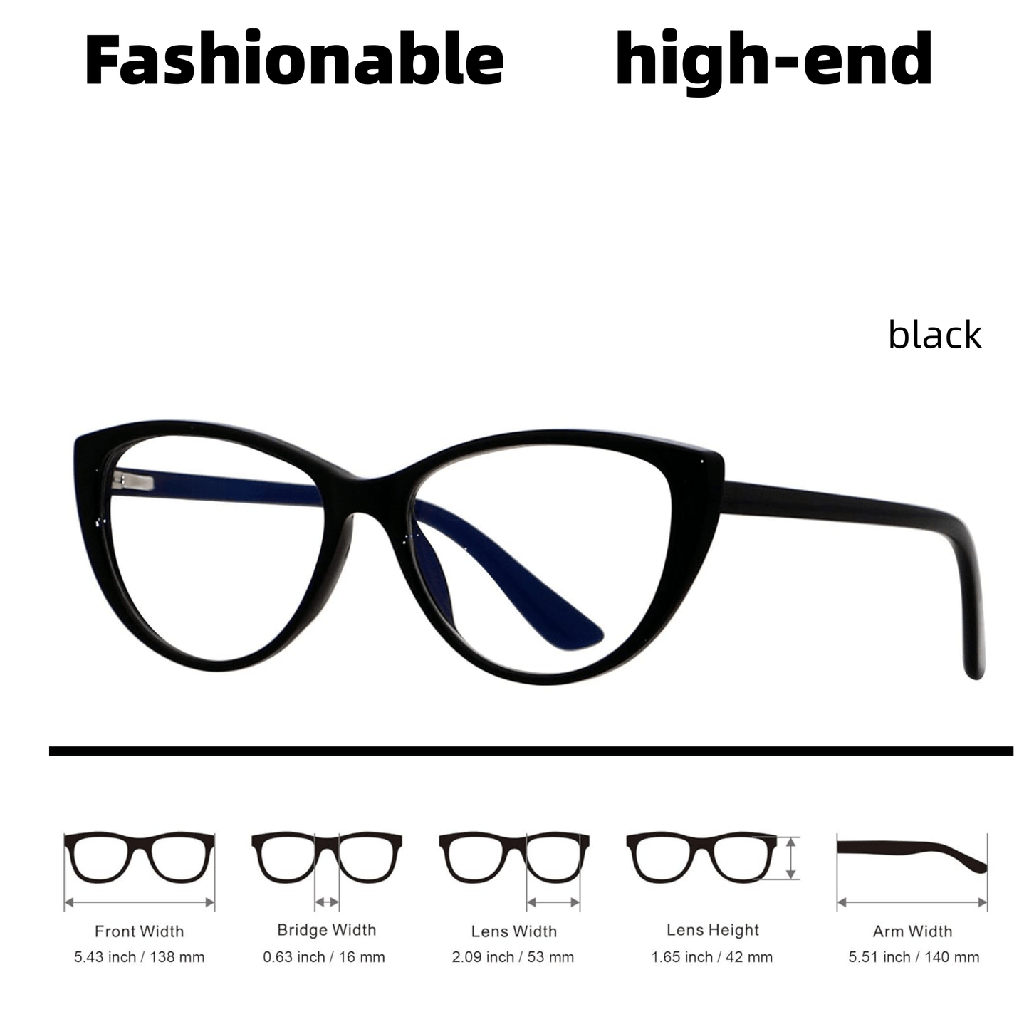 1 Pair Unisex Anti-Fatigue Cat Eye Glasses – Sleek Black Frame with Blue Light Blocking Technology, High-Definition Light Transmission, Ideal for Extended Computer, Phone & TV Viewing