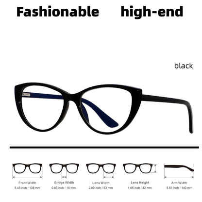 1 Pair Unisex Anti-Fatigue Cat Eye Glasses – Sleek Black Frame with Blue Light Blocking Technology, High-Definition Light Transmission, Ideal for Extended Computer, Phone & TV Viewing