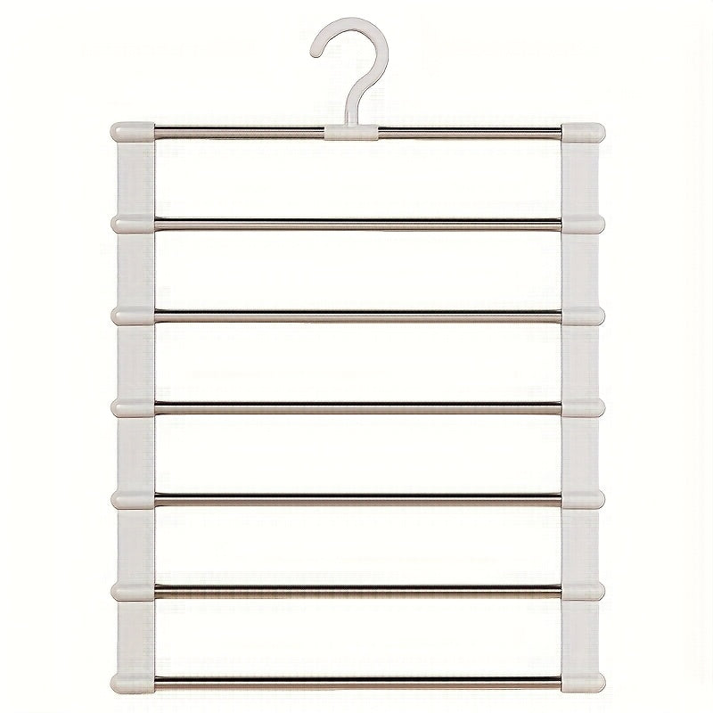 Multi-layer stainless steel trouser rack, a space-saving wardrobe organizing essential, suitable for storing pants, jeans, scarves and other clothing items