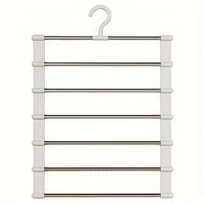 Multi-layer stainless steel trouser rack, a space-saving wardrobe organizing essential, suitable for storing pants, jeans, scarves and other clothing items