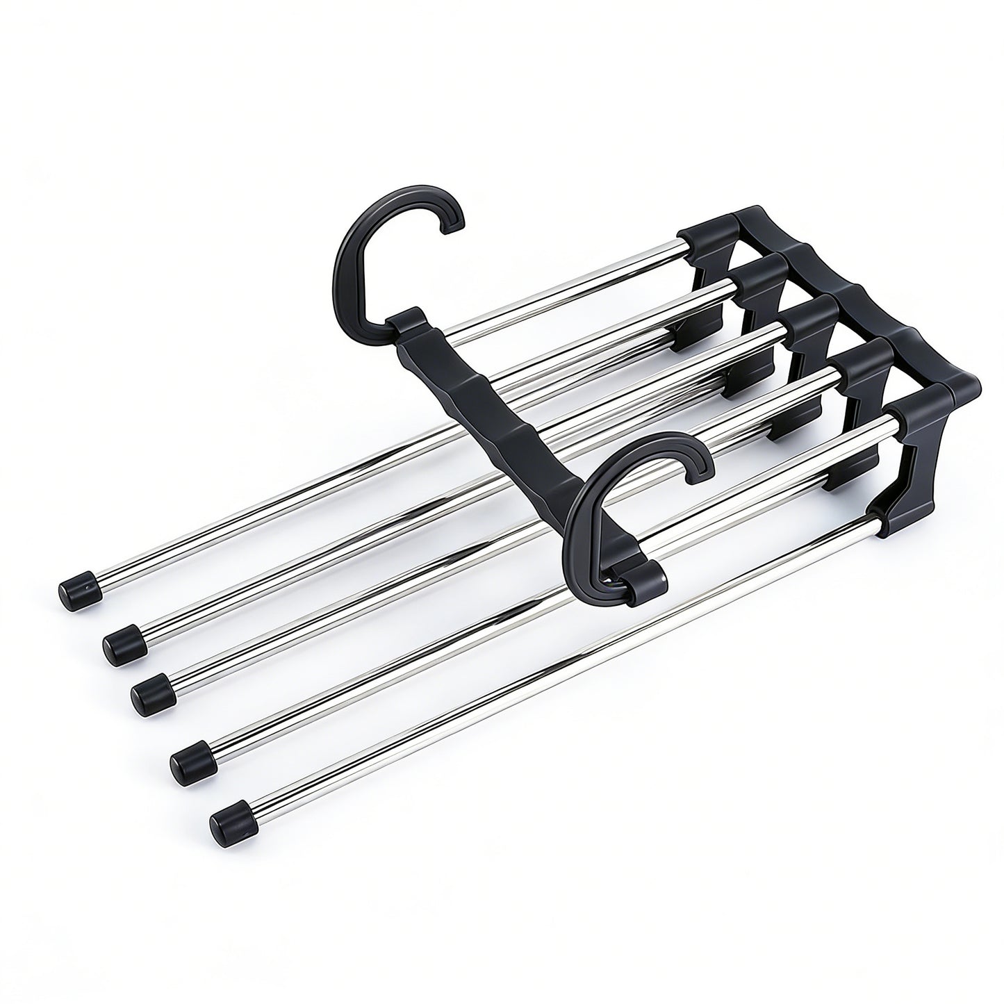 1 Pack 5 Layer Pants Hanger, Space Saving Stainless Steel Clothing Hanger, Non Slip for Jeans Trousers Leggings