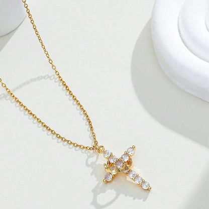 1 PC Copper Cross Pendant Necklace – Spinable Circular Element with Elegant Crown Design, Classic Faith-Based Accessory Ideal for Devout Wearers & Daily Styling