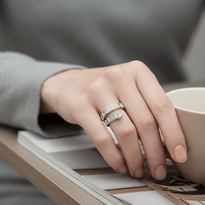 1pc Silver Snake-Shaped Open Ring - Punk Hip-Hop Style Copper Inlaid Cubic Zirconia Jewelry, Edgy Fashion Accessory for Daily Wear, Creative Couple Gift for Holidays & Urban Street Outfits