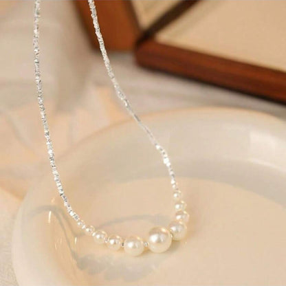 1 PC Handmade Freshwater Pearl Necklace – Exquisite Beaded Craftsmanship & Uniformly White Pearls, French Minimalist Luxury Jewelry Perfect for Daily Styling & Party Gatherings, Ideal Valentine’s Gift for Loved Ones