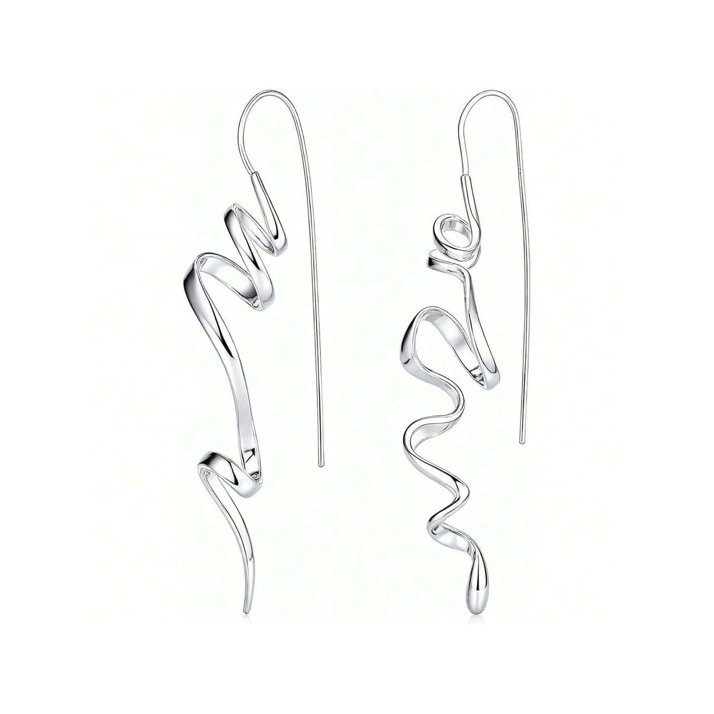 1 Pair Women’s Vintage Abstract Earrings – Floating Accents & Curved Details, Artistic Retro Jewelry Ideal for Brunch Dates & Weekend Getaways