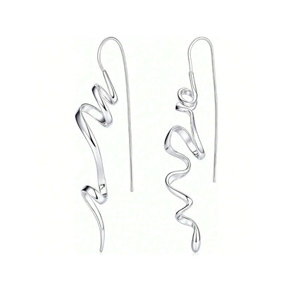 1 Pair Women’s Vintage Abstract Earrings – Floating Accents & Curved Details, Artistic Retro Jewelry Ideal for Brunch Dates & Weekend Getaways