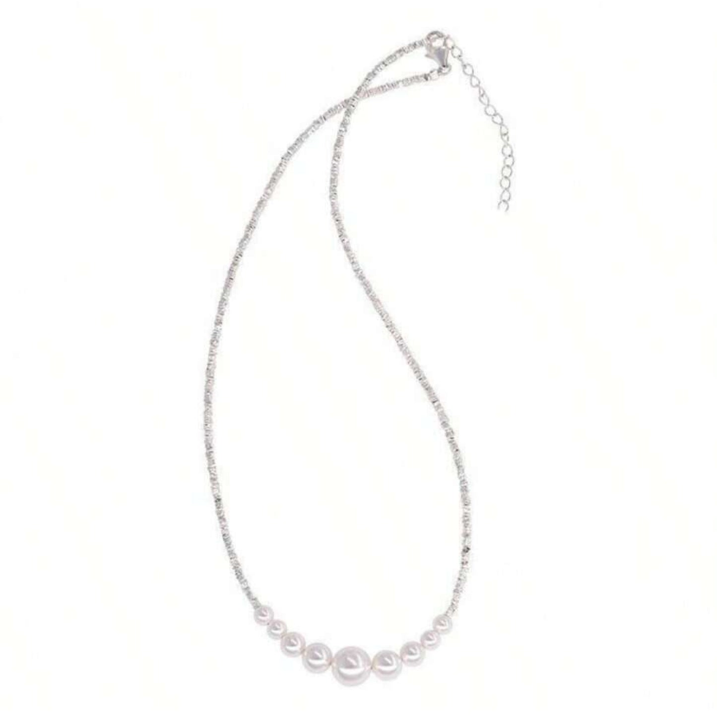 1 PC Handmade Freshwater Pearl Necklace – Exquisite Beaded Craftsmanship & Uniformly White Pearls, French Minimalist Luxury Jewelry Perfect for Daily Styling & Party Gatherings, Ideal Valentine’s Gift for Loved Ones