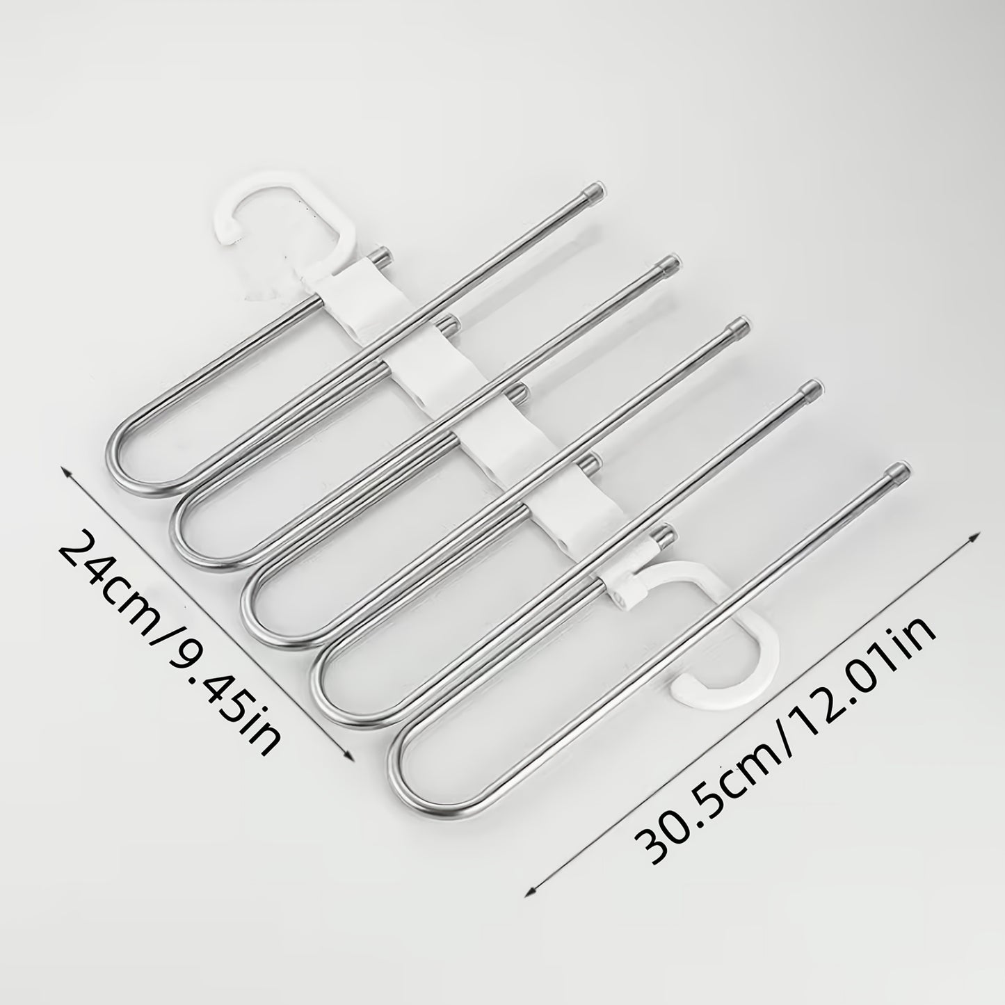 Durable Stainless Steel Pants Hangers with Non-Slip Coating, 5 Hooks Design, Space-Saving & Reduces 80% Clutter, Perfect for Skinny Jeans & Denim Fabrics