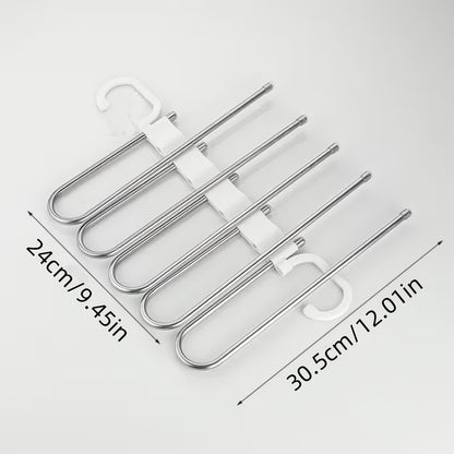 Durable Stainless Steel Pants Hangers with Non-Slip Coating, 5 Hooks Design, Space-Saving & Reduces 80% Clutter, Perfect for Skinny Jeans & Denim Fabrics
