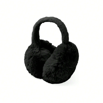 1pc Unisex Foldable Winter Ear Warmers - Black Ultra-Soft Windproof Earmuffs, Ideal for Skiing, Hiking, Cycling & All Cold-Weather Adventures