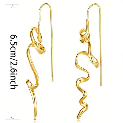 1 Pair Women’s Vintage Abstract Earrings – Floating Accents & Curved Details, Artistic Retro Jewelry Perfect for Brunch Dates & Weekend Getaways