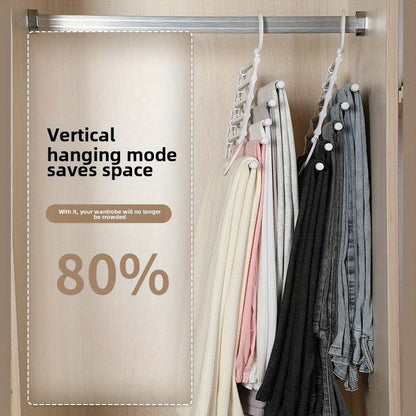 1 Pack 5 Layer Pants Hanger, Space Saving Stainless Steel Clothing Hanger, Non Slip for Jeans Trousers Leggings