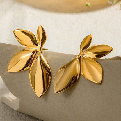 1 Pair High-End Lustrous Floral Leaf Earrings – Euro-American Niche Minimalist Chic Style, Perfect Jewelry for Parties, Anniversaries, Christmas & Halloween, Ideal Gift for Girlfriend, Best Friend & Family