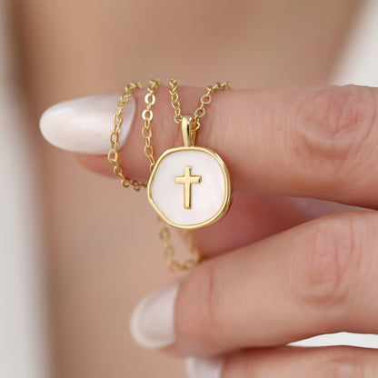 Stylish Hypoallergenic Christian Cross Necklace – Bohemian Design & Irregular Enamel Decoration, Ideal for Everyday Wear