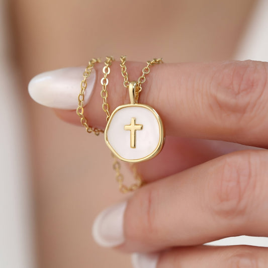 Stylish Hypoallergenic Christian Cross Necklace – Bohemian Design & Irregular Enamel Decoration, Ideal for Everyday Wear