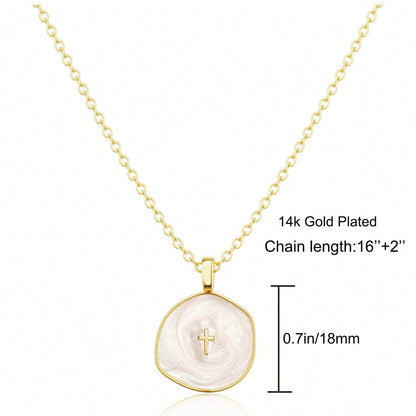 Stylish Hypoallergenic Christian Cross Necklace – Bohemian Design & Irregular Enamel Decoration, Ideal for Everyday Wear