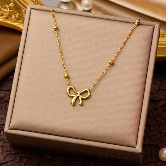 1 Piece Trendy Bow Pendant Clavicle Chain – Women’s Dainty Elegant Jewelry, Suitable for Commutes & Dates, Excellent Holiday Gift for Family and Friends